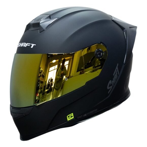 CASCO SHAFT 502 SP Solid Ng/Gold Integral DOT Acreditado - Imagen 4